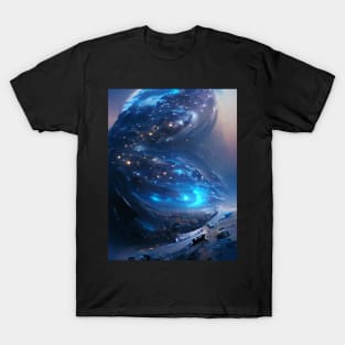 Blue Galaxy Fantasy Art Style T-Shirt